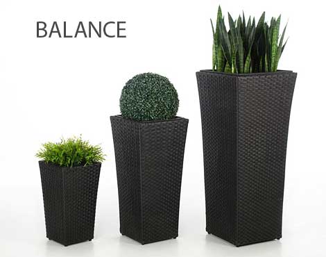 Blumenkuebel Balance Polyrattan schwarz